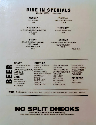 Winters Run Inn Inc menu 1